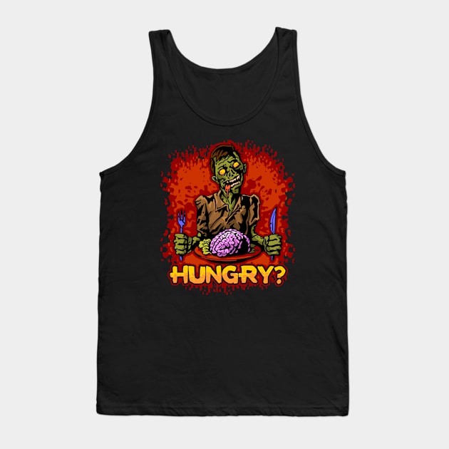 Zombie Hungry For Brains Tank Top by RadStar